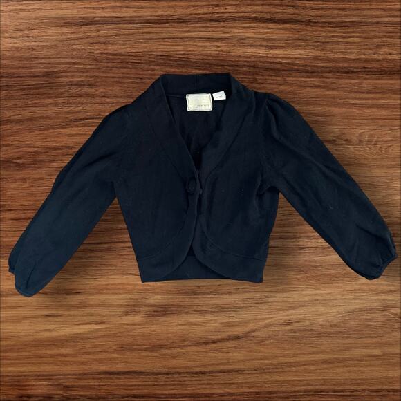 Anthropologie Guinevere Button Front Black Cropped Cardigan - Picture 1 of 6